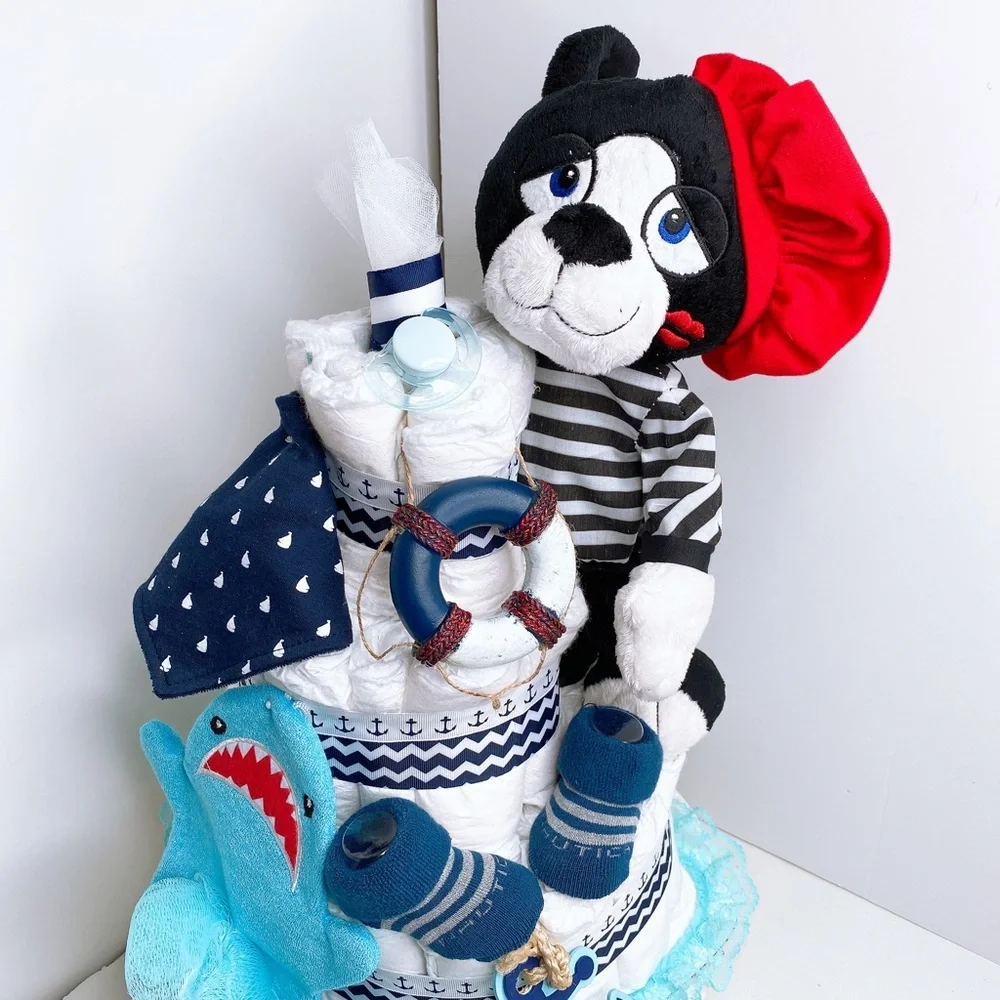 Nautical Diaper Cake, Doggy Diaper Cake